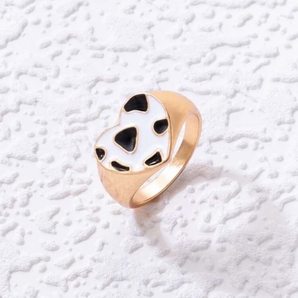 Gold Cow Heart Ring